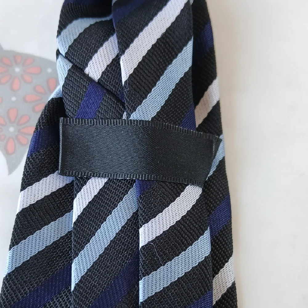 Kids Classic Striped Tie in Blue and Black